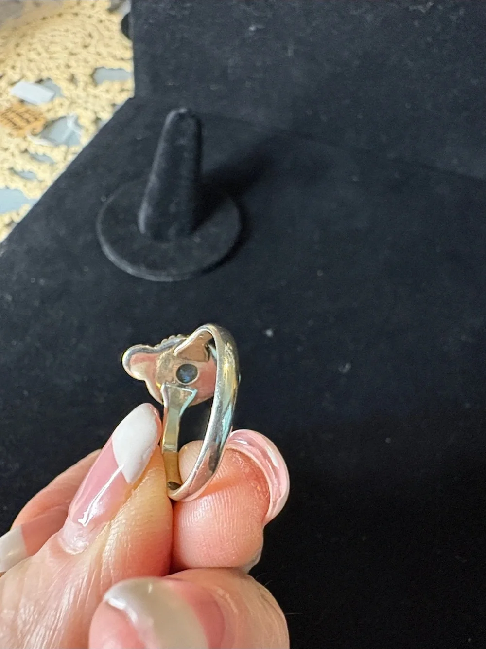 Silver Ring with Blue Labradorite Center